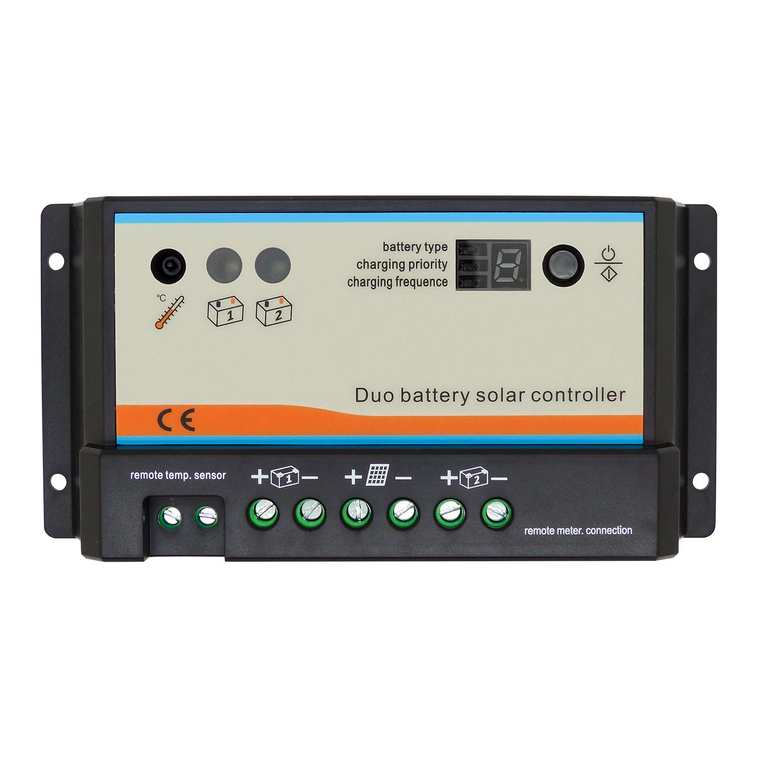 EPEVER Regolatore di carica solare 20 A PWM EPIPDB per 2 batterie da 12 V/24 V, regolatore solare per camper, roulotte e barche (EPIPDB-COM-20A)