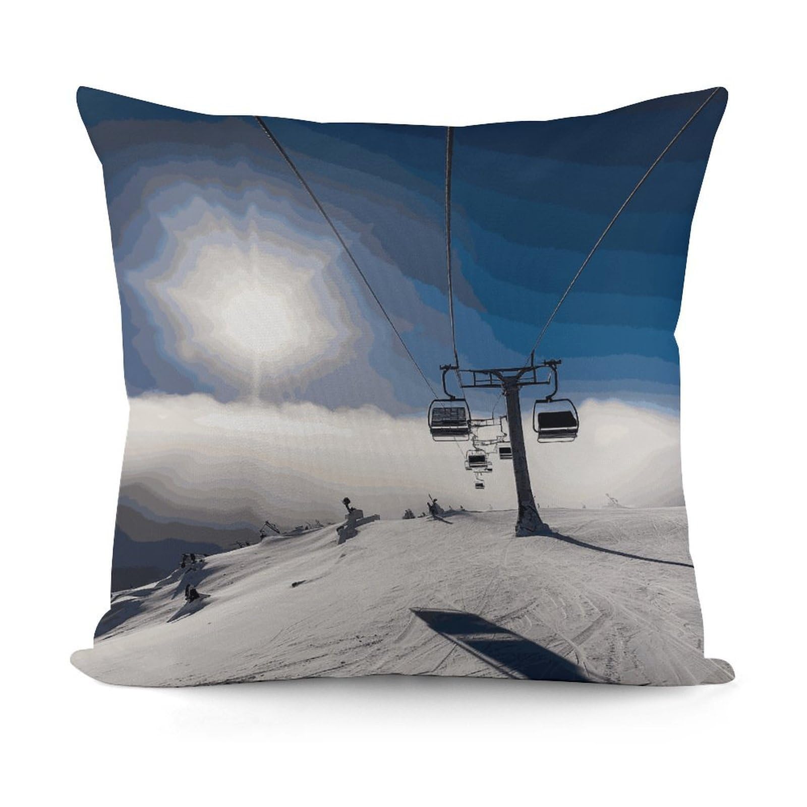 Adfgyerh Style Ski Lift At Sunshine Decorative Pillow Covers, Throw Pillow Covers Soft For All Seasons, Pillowcases For Couch Living Room Sofa Bedroom 18X18 Inch
