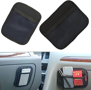 KaberMisr 2020 Mesh Pocket Organizer, Sticky On Car Dashboard Or Seat, Car Seat Interior Accessories Organizer - Car Interior Accessories (2 Piece Large + Small)