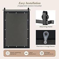 Vista 4 de Tangkula Farmhouse Wall Mirror, Rustic Bathroom Mirror with Wood Frame & Metal Bracket, Wall Mounted Barn Door Mirror for Living Room, Bathroom, 24