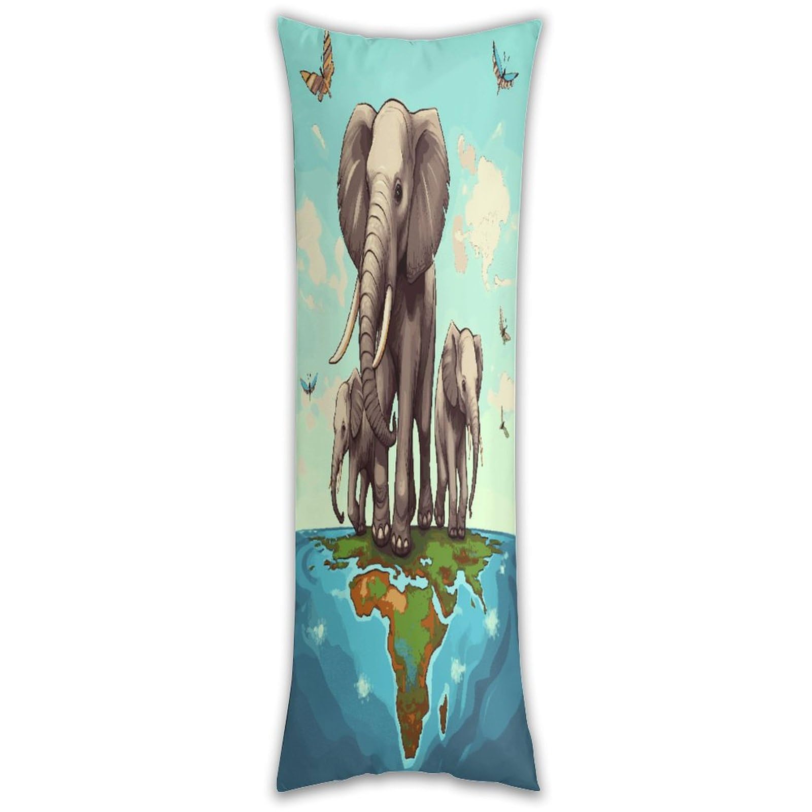 Elephants Pillow Case Breathable Absorb Sweat Long Pillowcover Exquisite Unique Pillow Protector for All Seasons Hot Sleepers Body Pillowcase