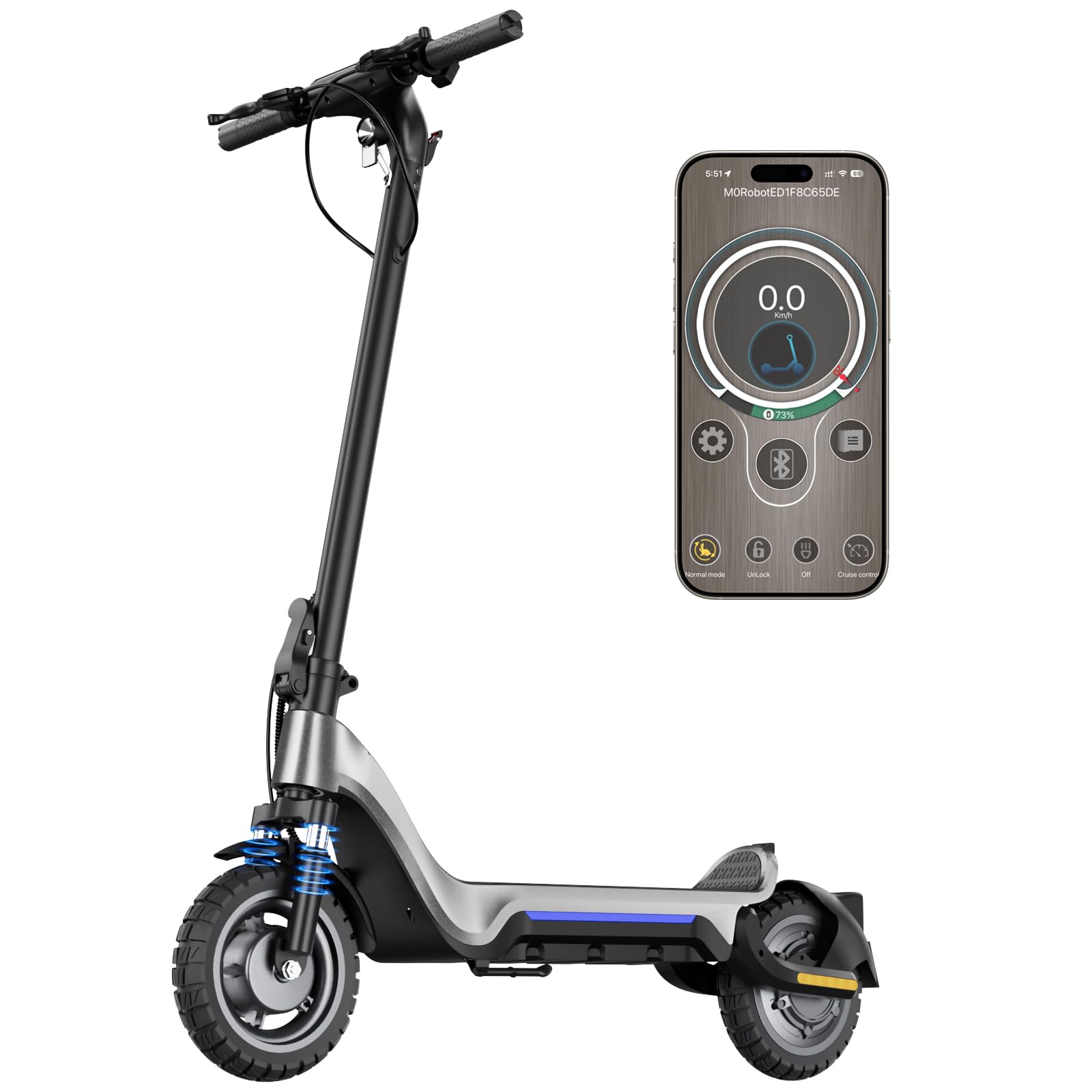 X3 Trottinette Électrique Adulte 48V 15Ah – Autonomie 50KM, Pneus 10" Tout-Terrain, Double Suspension, App Mobile, Freins à Disque, Cadre Magnésium Pliable