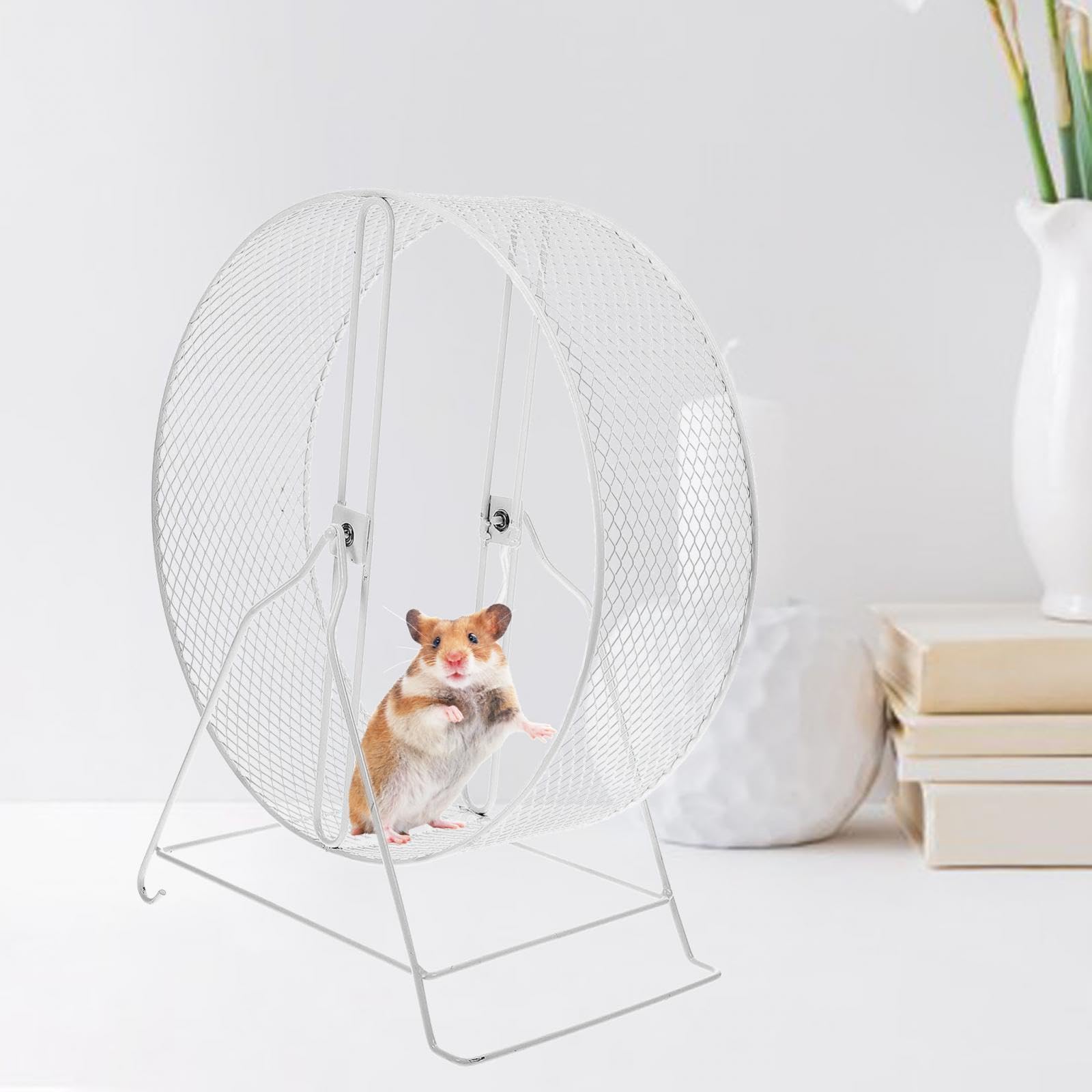 Ruota per Esercizi, Ruota per Criceti, Ruota da Jogging, Ruota per Piccoli Animali, Rete, Materiale in Ferro Silenzioso, Adatta per Agilità, Diametro 32 cm