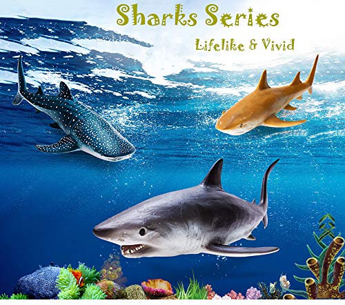 Recur Lemon Shark Toys 11.4Inch Ocean Toys Action Figure Sea Life Shark Realistic Figurine, Soft Pvc 1:20 Replica Sea World Collection Toys For Kids Boys Gift Ages 3+ #TOP1