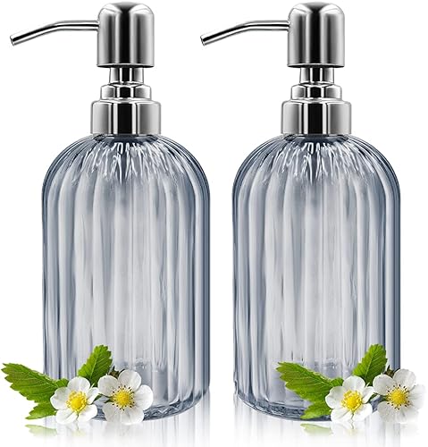 Dispensador de jabĂłn Paquete de 2 dispensadores de jabĂłn de vidrio de 14 onzas con bomba de acero inoxidable a prueba de Ăłxido, dispensador de Dispensador de jabĂłn Paquete de 2 dispensadores de jabĂłn de vidrio de 14 onzas con bomba de acero inoxidable a prueba de Ăłxido, dispensador de