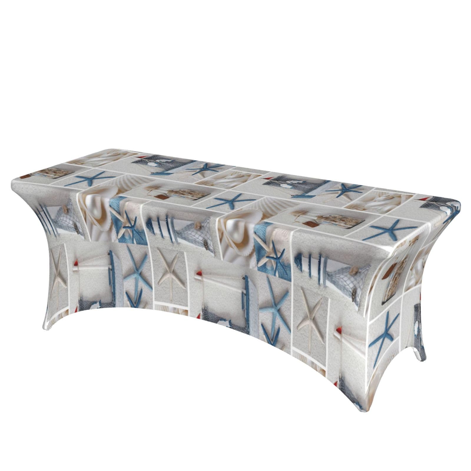 ERCgad Bottle Seashell Starfish Lighthouse Print Rectangular Tablecloth Dining Banquet Party Events Home Celebration Table Cover
