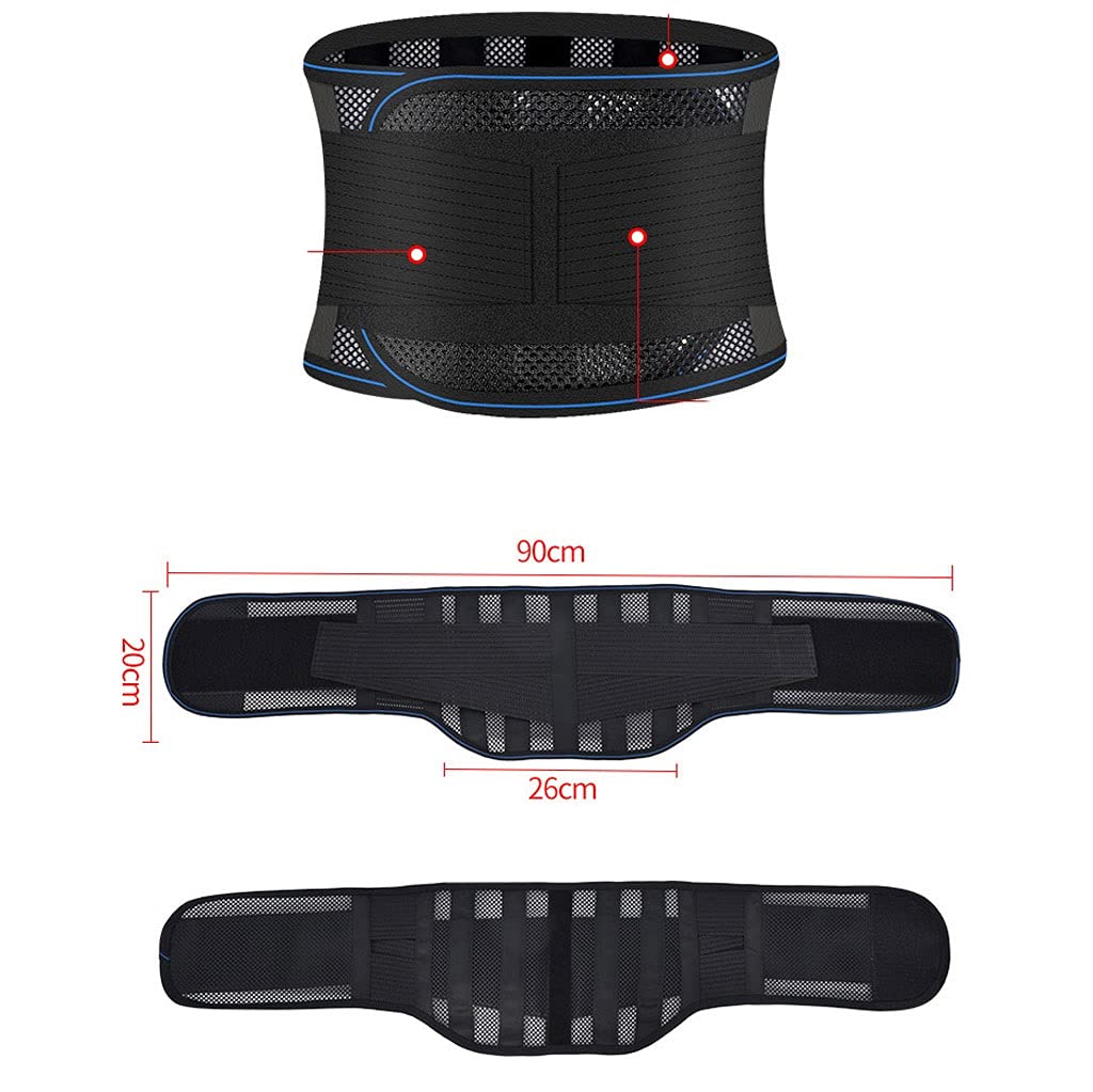 Faja de espalda baja con tirantes Soporte lumbar Envoltura para Corrector de postura Recuperación Entrenamiento Hernia de disco Alivio del dolor Cinturón recortador de cintura (AM)