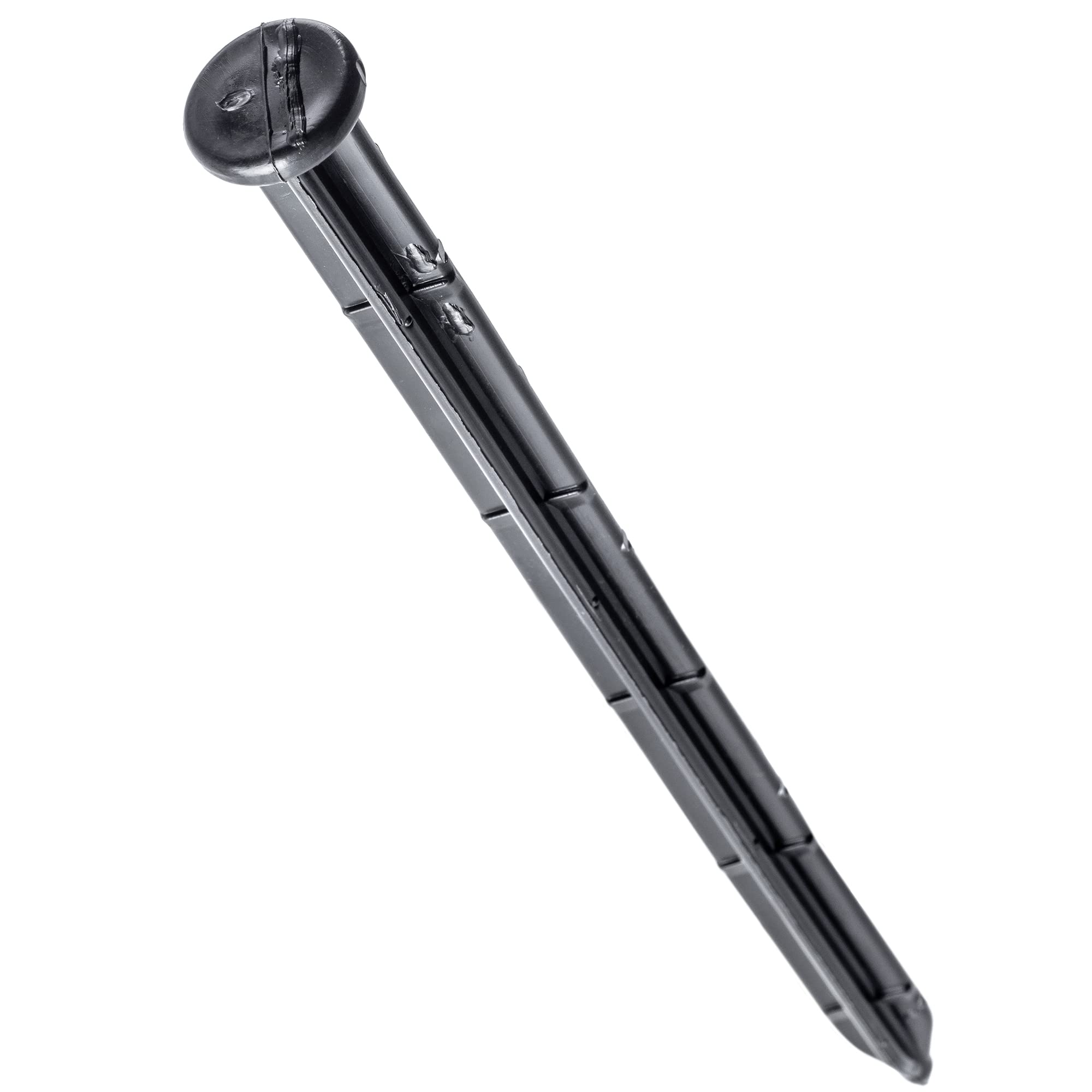 KADAX Anclajes de plástico para montaje de tierra, 25 cm, anclajes de plástico para el suelo, anclajes con puntos, anclajes de plástico para bordes y rejillas de césped (negro, redondo, 200 unidades)