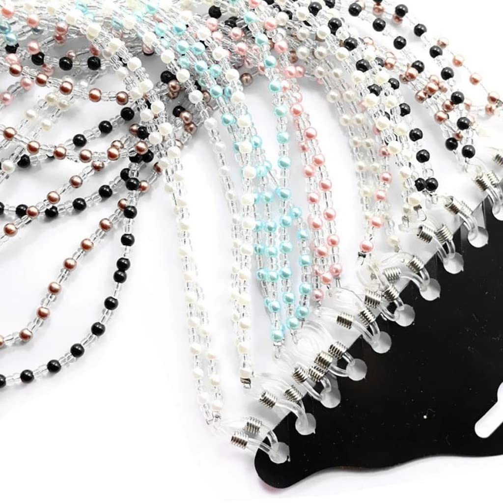 12 STÜCKE Perlen Perlen Brillenband for Frauen Lesebrillen Brillenketten Seilhalter (Color : A, Size : 60 cm) (A 7 3/8)