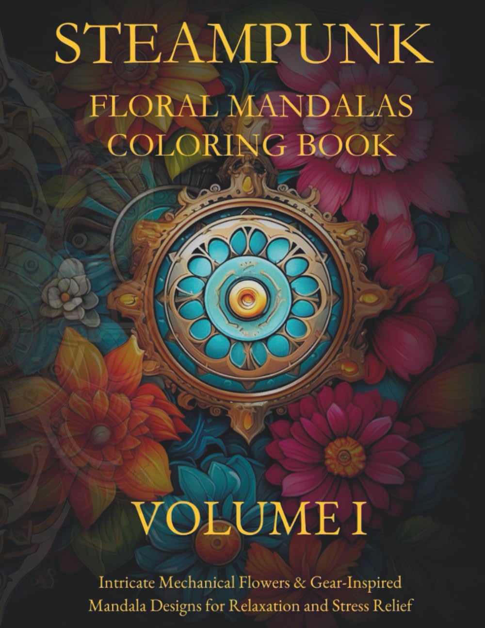 STEAMPUNK FLORAL MANDALAS COLORING BOOK - VOLUME 1: Intricate Gears, Flowers & Victorian-Inspired Designs for Stress Relief and Relaxation