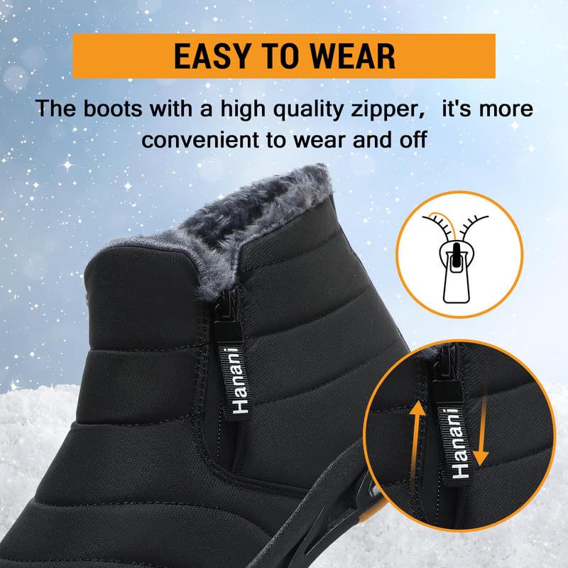 ziitop Botas De Invierno Para Hombre Con Forro CáLido Botas de Nieve Con Cremallera Botas De Cañ A Corta Planas De Invierno Para Exteriores CóModas y Antideslizantes
