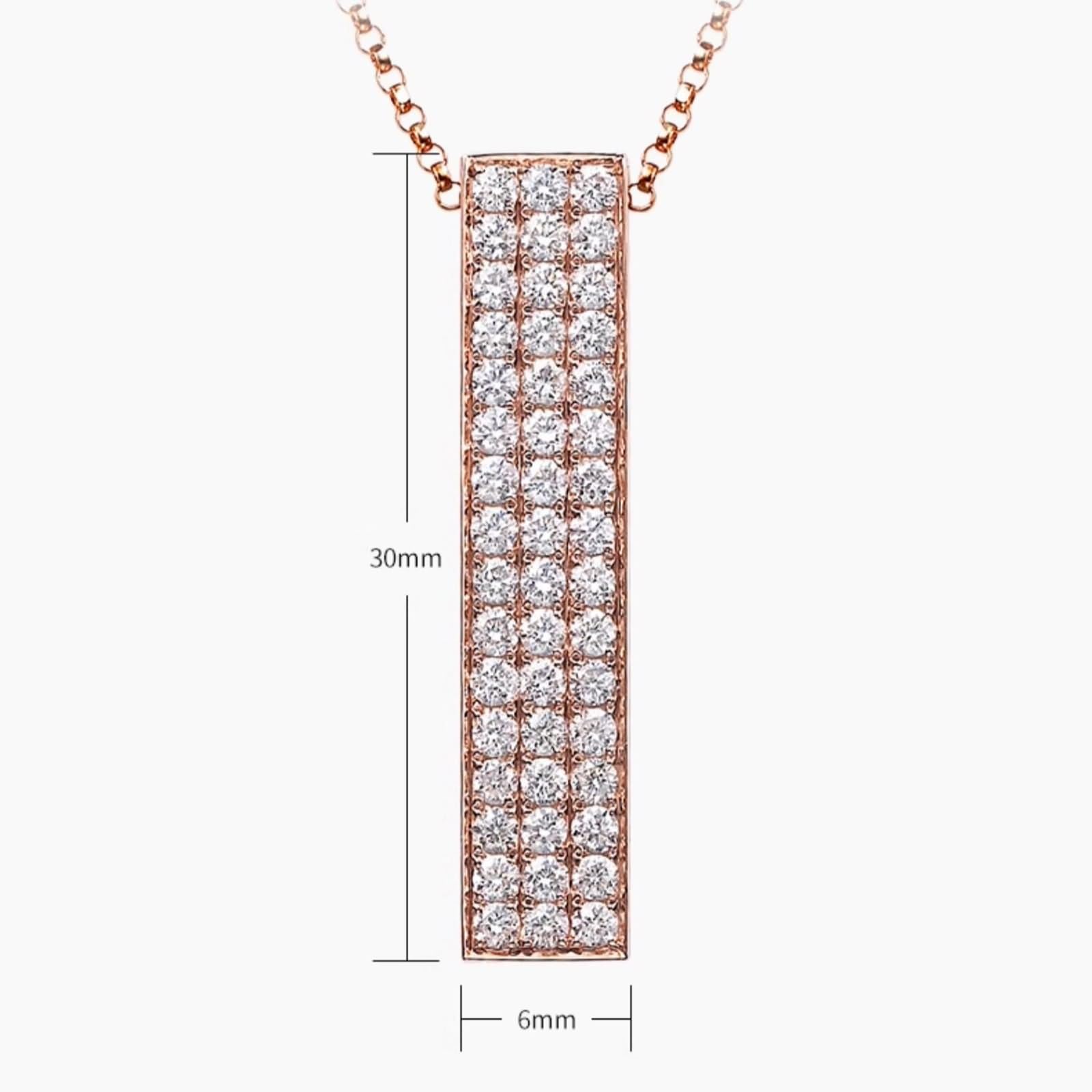 Collar de eslabones de cadena para mujer, collar rectangular con diamante creado en forma redonda, oro rosa de 9 quilates, 14 y 18 quilates