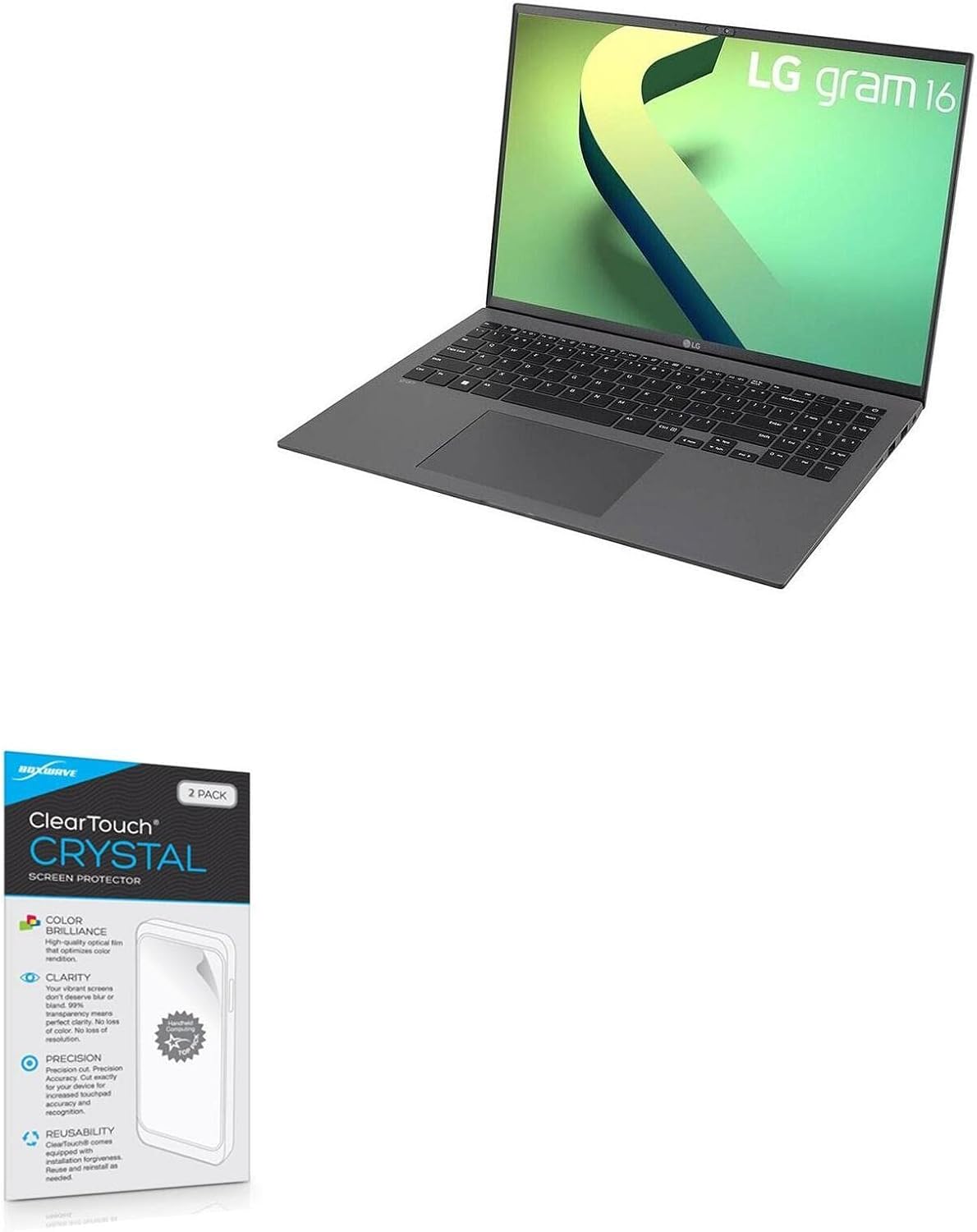 BoxWave Screen Protector Compatible with LG Ultra Lightweight Laptop 16Z90Q (16 in) - ClearTouch Crystal (2-Pack), HD Film Skin - Shields from Scratches