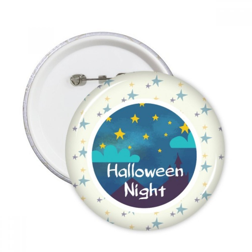 Badge bouton Halloween ciel de nuit à offrir comme cadeau invité multicolore
