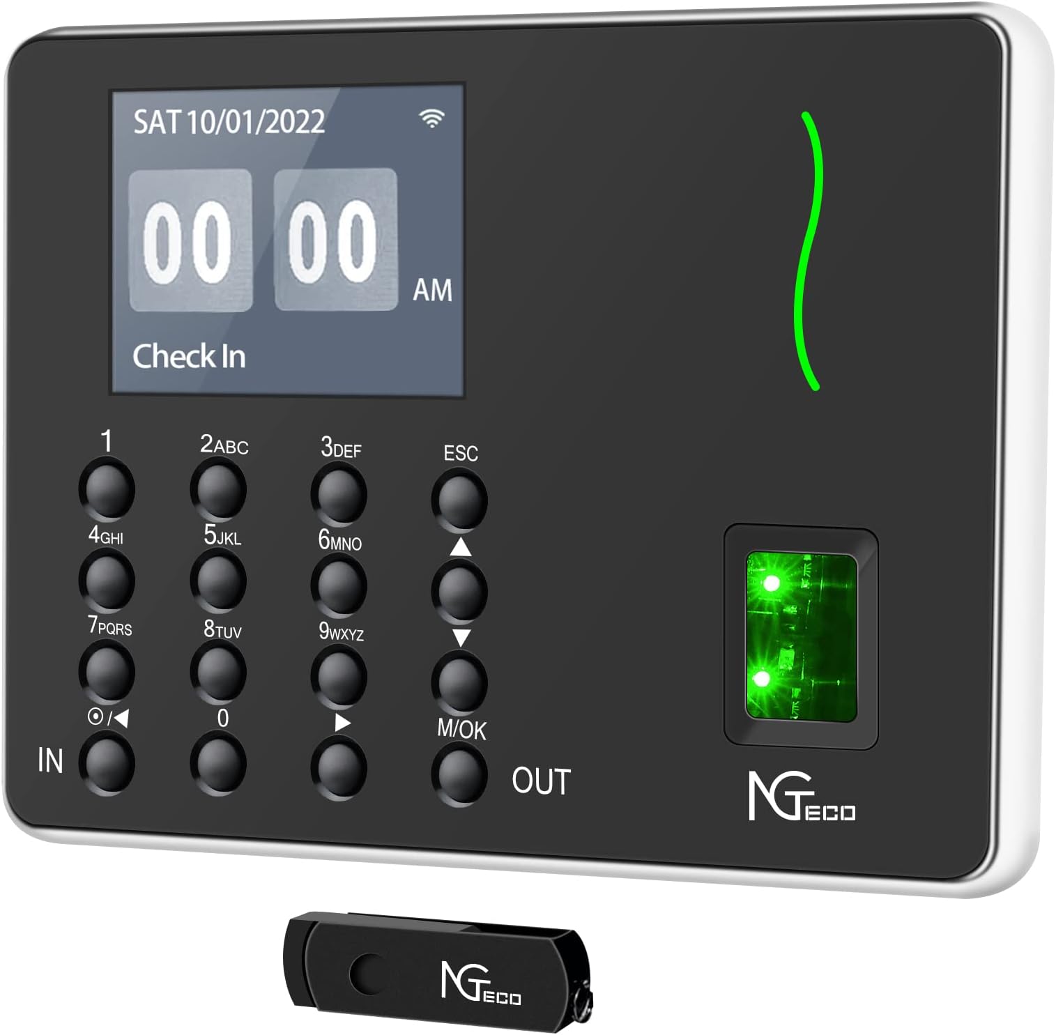 Time Clocks for Employees Small Business, Ultra Thin Biometric Fingerprint Time Attendance Terminal Clock Machine, 0 Monthly Fee Office WiFi Punch Clock Automatic in and Out with APP for iOS Android