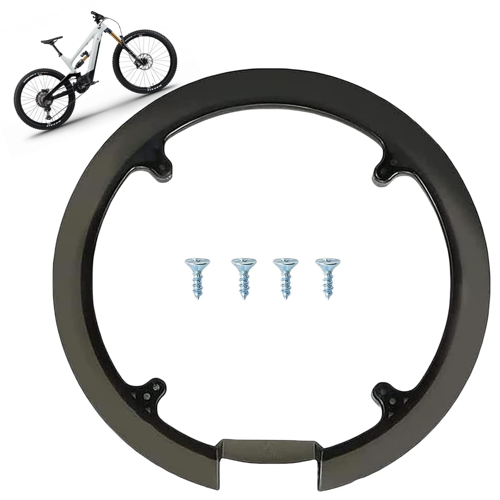 Copriruota Catena Bicicletta, Compatibile con Catene 42 e 44 Denti, Paracatena per Mountain Bike, Anello paracatena Universale a 4 Fori, Protezione Pignone con 4 Viti (Nero)