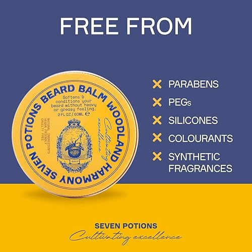 Miniatura 4 de Seven Potions Bálsamo para barba de 2 onzas. Suavizante de barba 100% natural con aceite de jojoba. Hace que tu barba sea suave, detiene la picazón
