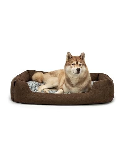 lionto Cama para Perro cojín de Piso Reversible, (L) 110x80 cm Marrón