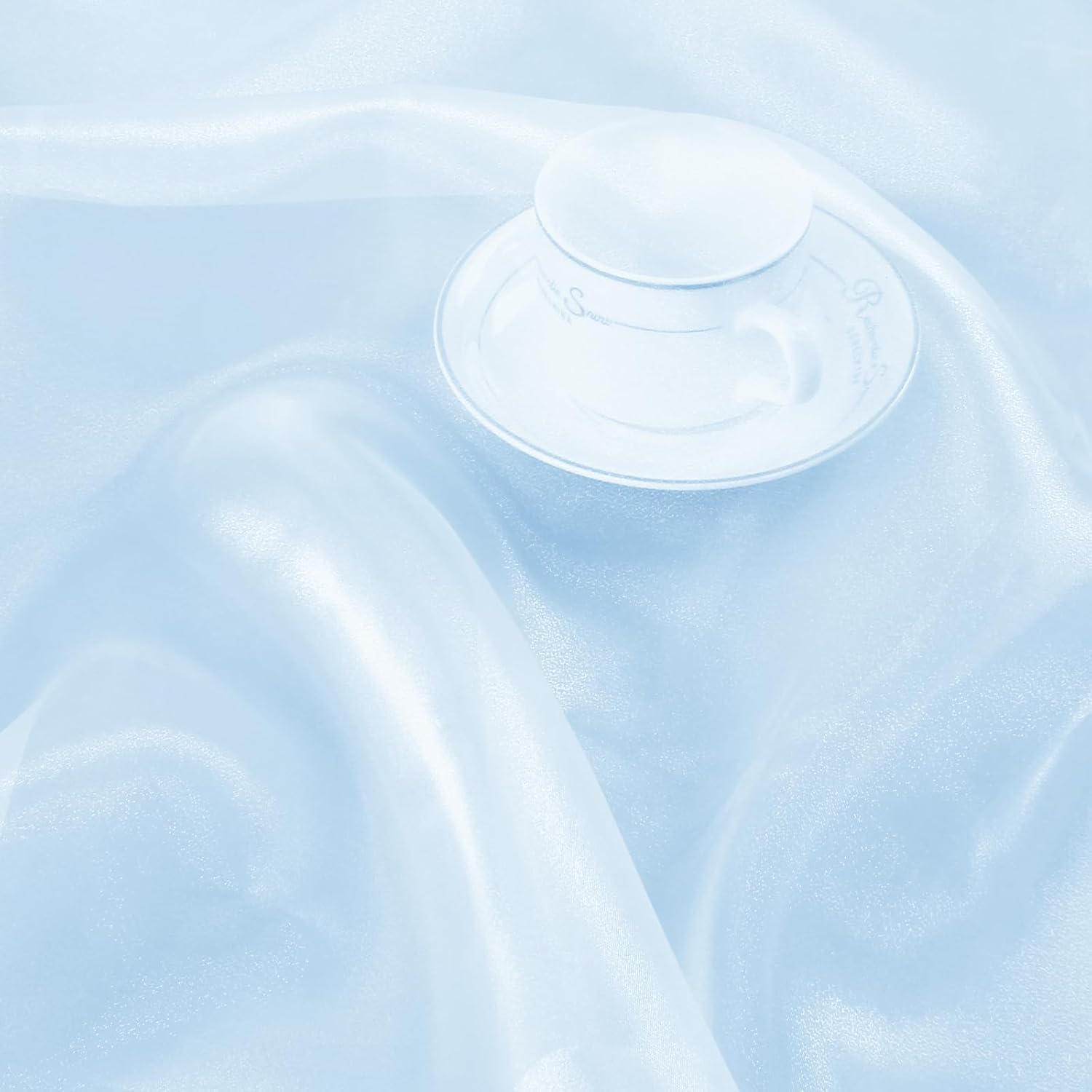 Manyshofu Baby Blue Organza Fabric by The Yard - 60 Inch Wide, 10 Yard Soft Sheer Fabric Silky Organza Tulle Fabrics Chiffon Fabrics for DIY Wedding Dress Bridal Decorations Fashion Craft