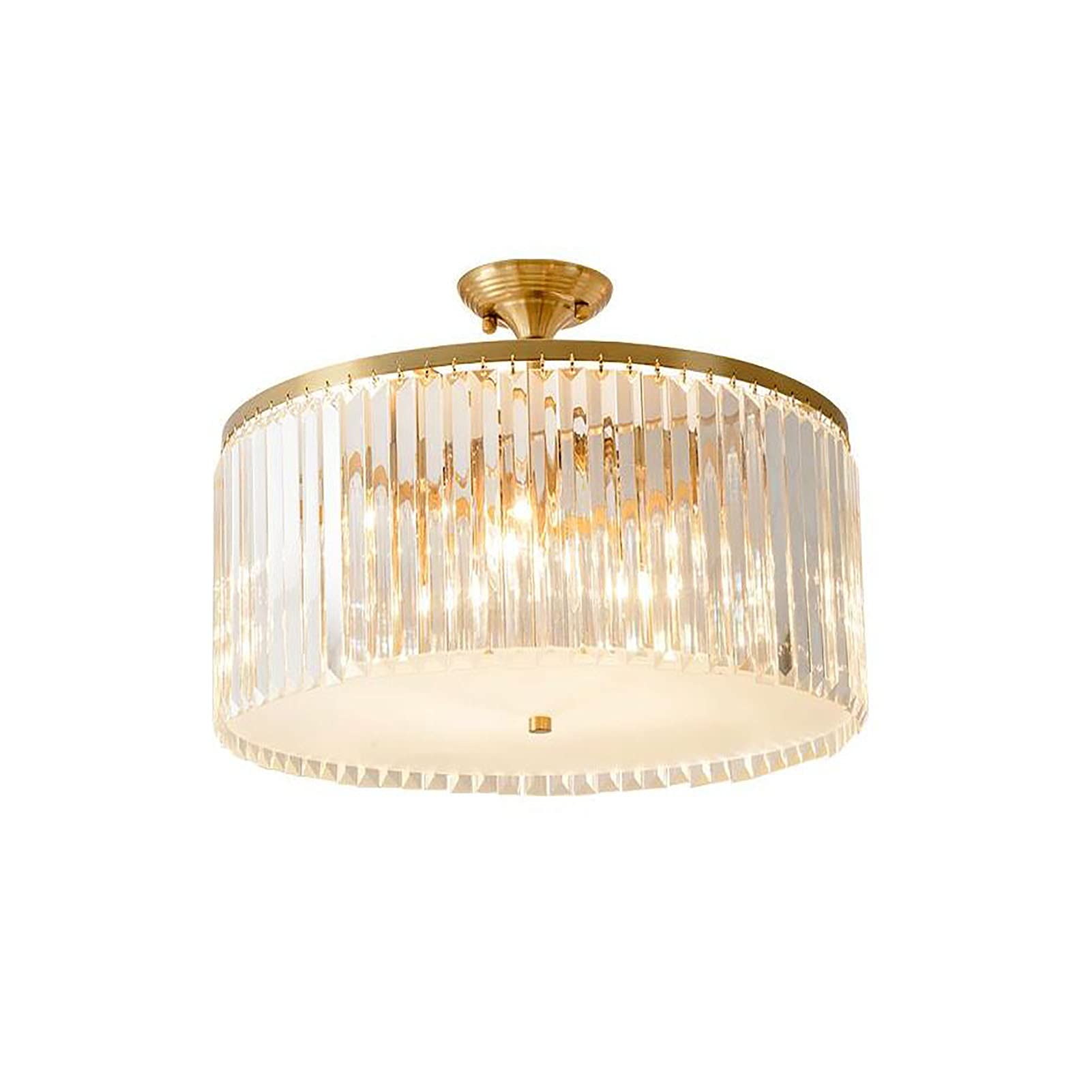 Plafonnier cristal K9 semi-encastré lustre doré pour plafond salon