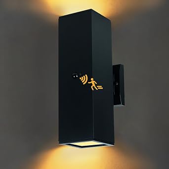 iYogaled Motion Sensor Outdoor Wall Light with 3 Light Modes, Dusk to Dawn Modern Aluminum Sconce with E26 Bulbs, Waterproof Exterior Lighting for Porch, Garage, Patio, Entryway, ETL Listed