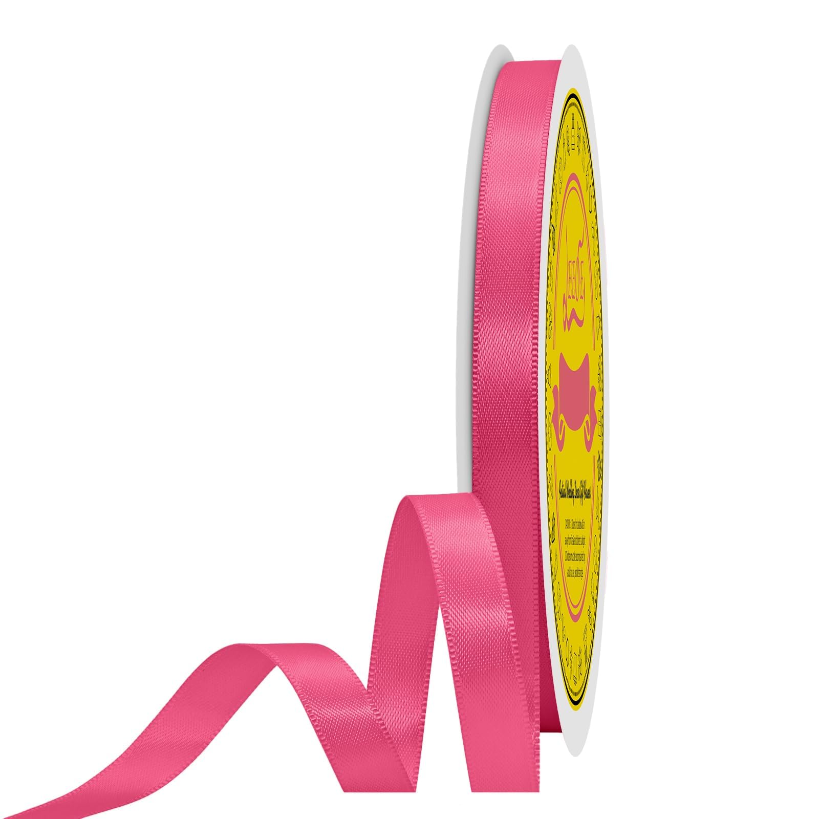 Double Face Hot Pink Satin Ribbon 3/8 inch X 50 Yards Polyester Hot Pink Ribbon for Gift Wrapping Very Suitable for Weddings Party Hair Bow Invitation Decorations and More