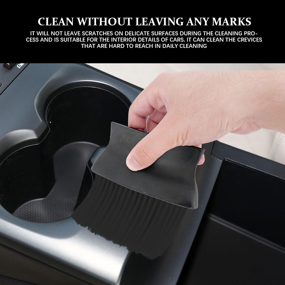 Auto Interior Dust Brush, Car Cleaning Brush, Soft Bristles Detailing Dusting Tool, Car Cleaning Hand Broom Universal for Automotive Dashboard, Air Conditioner Vents, Computer (Black)