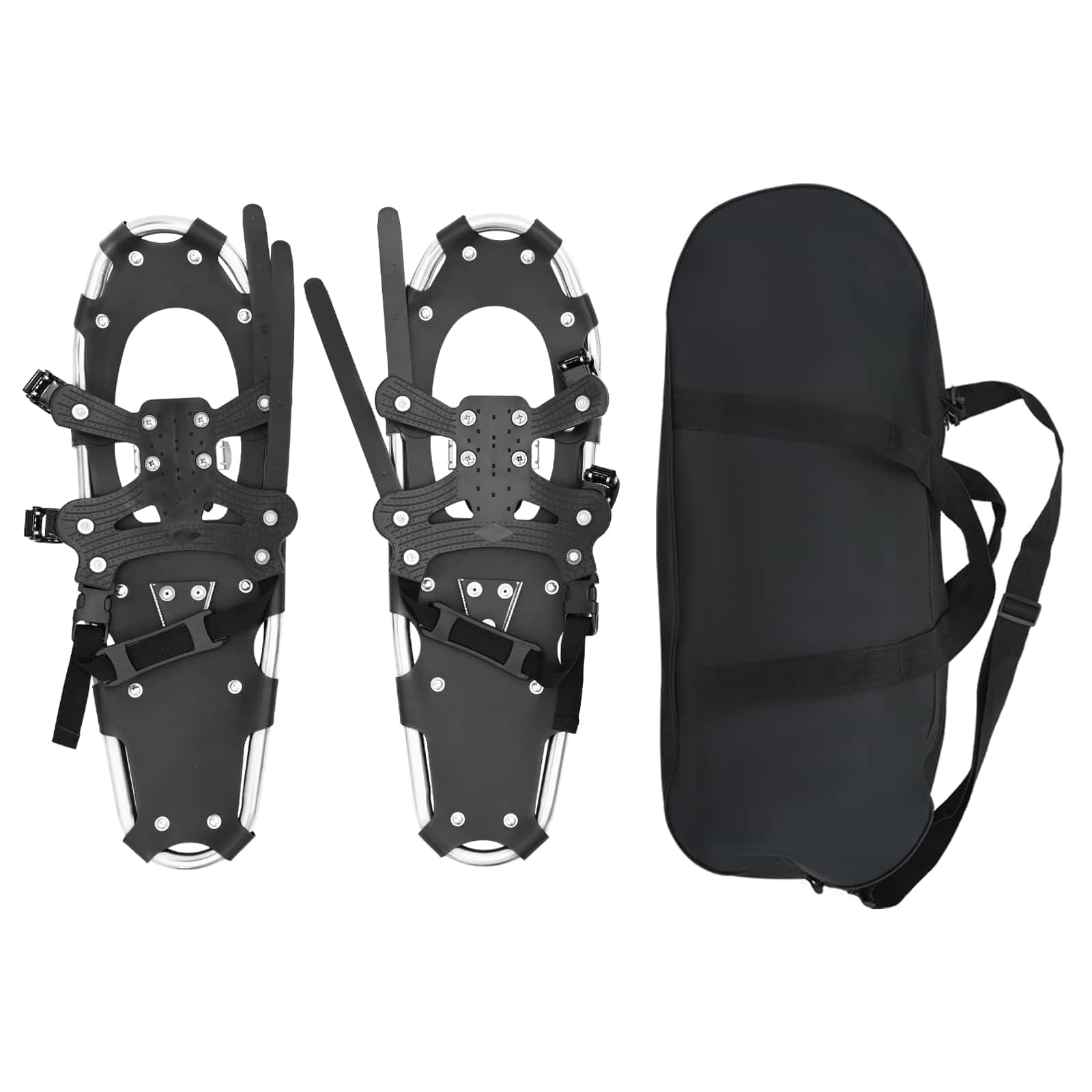 vidaXL Ciaspole 3 in 1 Argento e Nero 63 x 21 cm Alluminio e HDPE, Ciaspole in alluminio per il giardino, attrezzatura outdoor regolabile, accessori moderni per camminare sulla neve