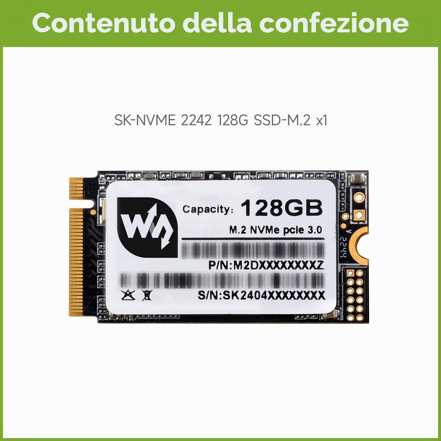 Waveshare SK M2 NVME 2242 128GB Solid State Drive, 3D TLC Flash Memory, High-Speed Reading/Writing compatible With Windows/Raspberry Pi OS/CentOS/Ubuntu/Linux,for Laptop/Desktop/All-in-one Machine...