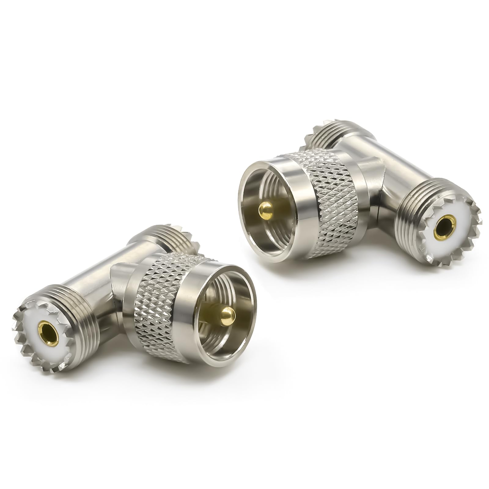 2 sztuki UHF-T PL259, 3-drożny rozdzielacz UHF, wtyczka SO239 na dwa gniazda PL259-adapter koncentryczny, SO239 potrójny trójnik do urządzeń radiowych, urządzeń wideo i anten