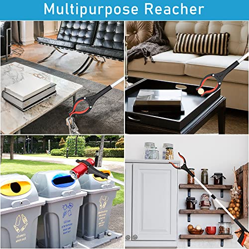 upgrade grabber reacher tool 360 rotating head wide jaw 3234 foldable lightweight trash claw grabbers for elderly reaching tool for trash pick up stick litter picker arm extension orange