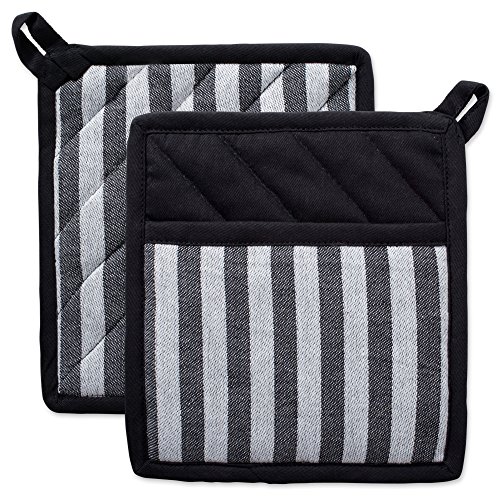 Dii Cotton Heat Resistant Kitchen Pot Holders Set, (Set Of 2-8X8.5), Farmhouse Chic Geometric Design, Heat Resistant And Machine Washable For Every Home Kitchen - Stripe #TOP6
