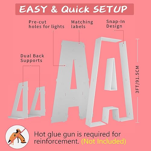 Vista 308 de Marco de números iluminados de 4 pies precortado, números de marquesina gigante, números 7, números de mosaico para globos, decoraciones de Número