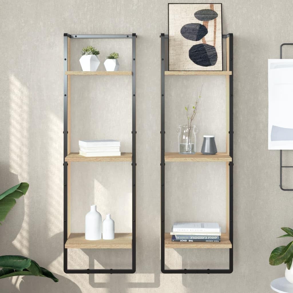 Wandregal 3 Fächer Sonoma Eiche Schweberegal Holzwerkstoff 30 x 25 x 100 cm Wandmontage für Aufbewahrung von Deko Büchern Organizer, Stabilität und Ordnung im Wohnzimmer