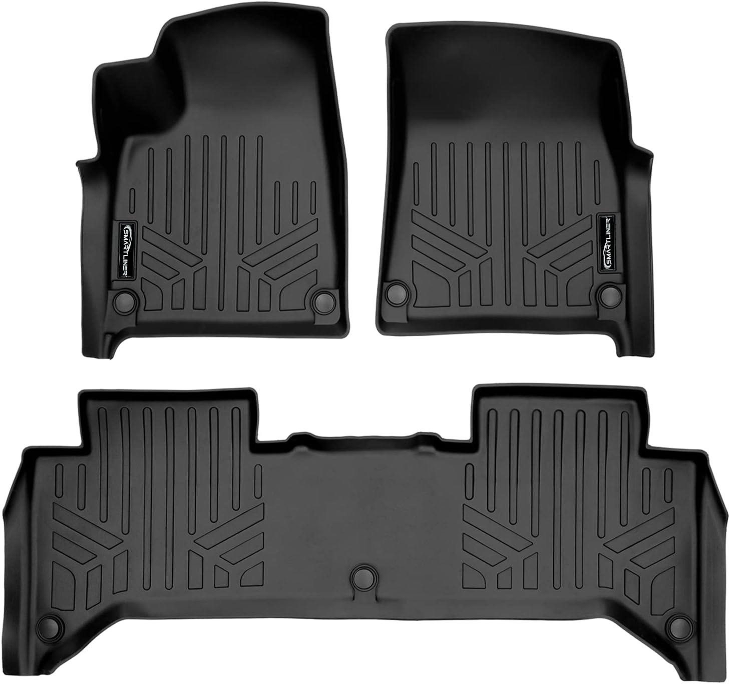 SMARTLINER Custom Fit All Weather 2 Row Floor Mat Liner Set Compatible with 2022-2024 Rivian R1T