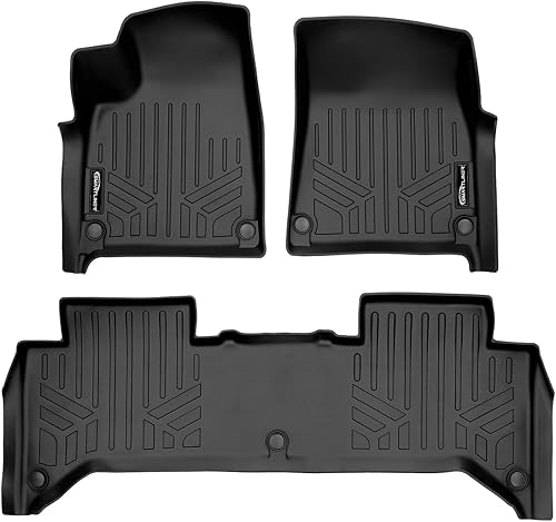 SMARTLINER Juego de alfombrillas negras de 2 filas para todo tipo de clima, compatibles con Rivian R1T 2022-2023