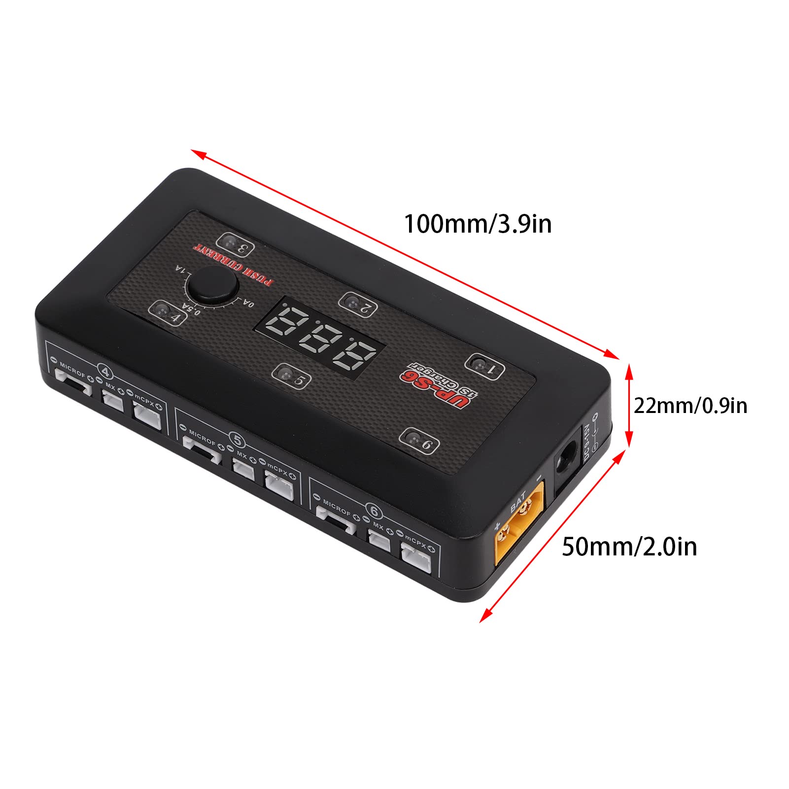 Caricabatterie RC con 6 Porte Indipendenti e Indicazione Vocale a LED per Quadcopter e RC Aereo Lipo Ricarica per Esterni, Materiale Plastica