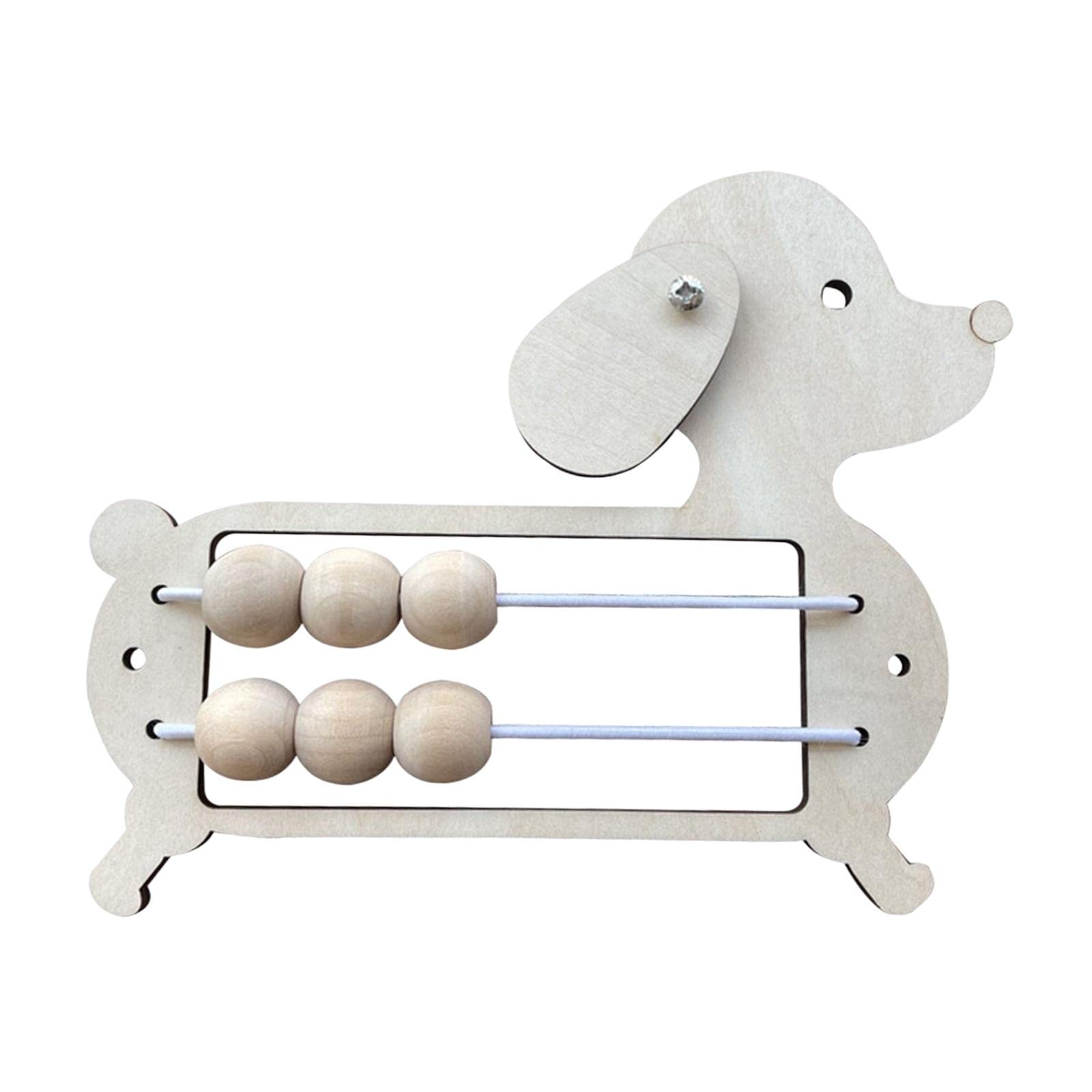 Baoblaze Montessori Busy Board DIY Parts Sensory Activity Boards Accessories Busy Board Materials Wooden Bead Abacus Educational Toys Fine Motor Skills Learning Toys for Girls Boys, Puppy