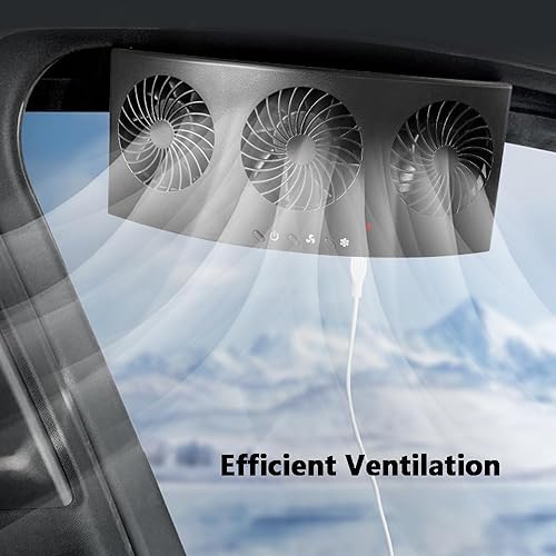 Miniatura 3 de Ventilador de escape eléctrico para automóvil con 3 salidas de aire, ventilador de refrigeración para radiador de automóvil de montaje en ventana,