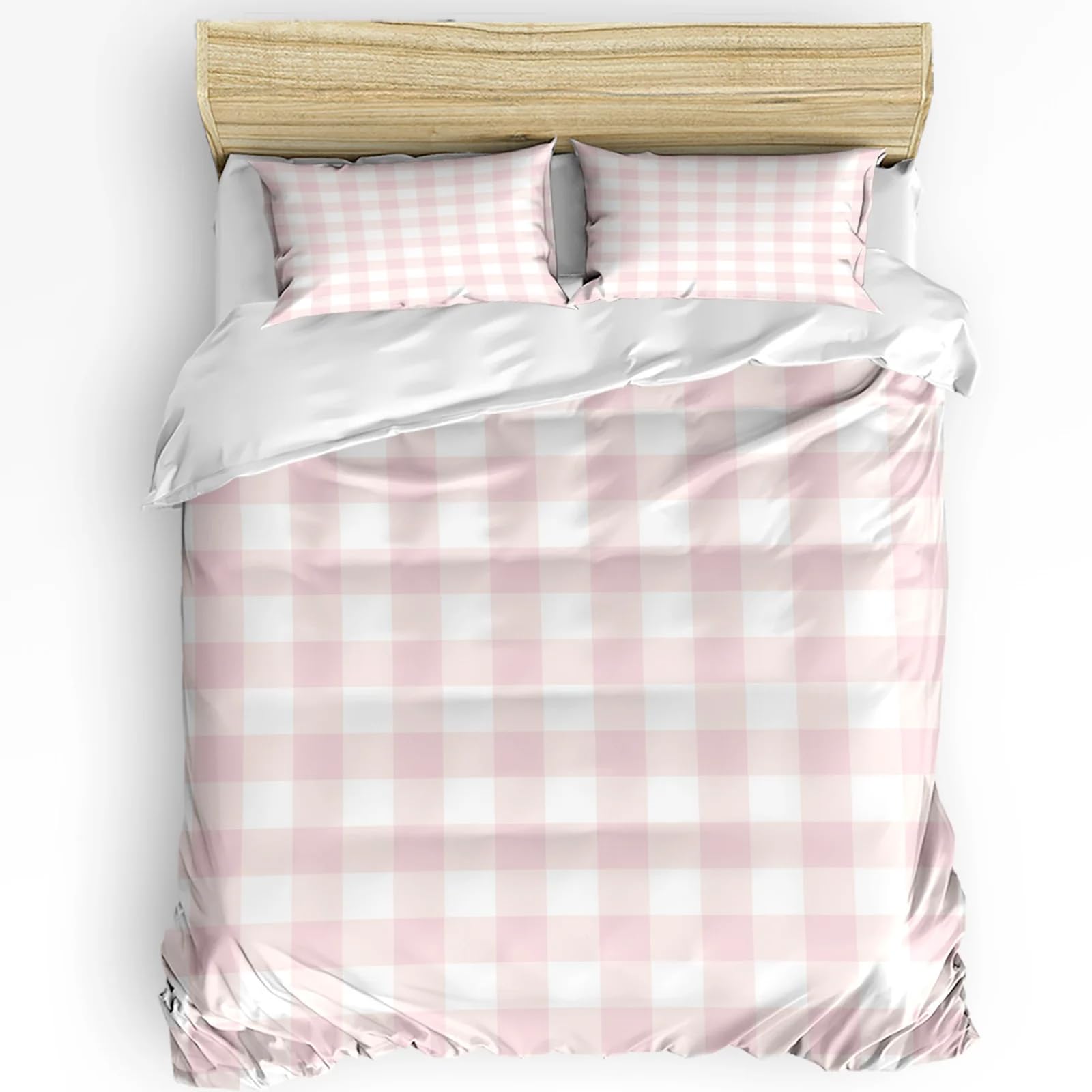 Parure de lit 260x240 à carreaux rose pour une chambre de filles cocooning et moderne