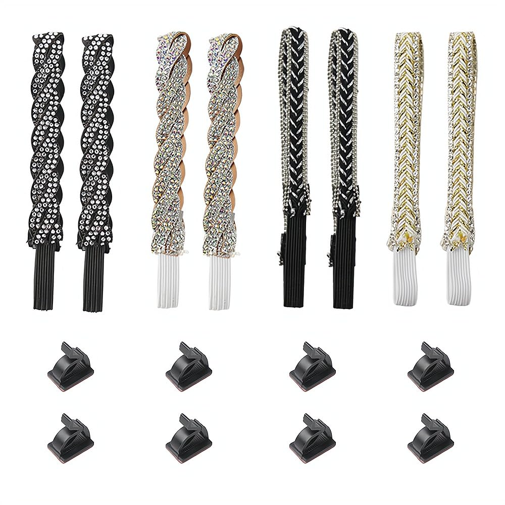 SHIDXIB 4Pcs Rhinestone Elastic Band Shoe Strap Crystal Shoelace For High Heel Strap Women Shoes Sneakers Strings Anti-Loose Straps