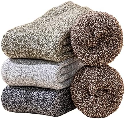 YZKKE 3Pack Mens Super Thick Wool Warm Socks - Soft Comfort Casual Crew Winter Socks