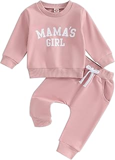 Carolilly - Conjunto de ropa para bebé y niña recién nacida con suéter de manga larga y pantalones de correr deportivos, c...