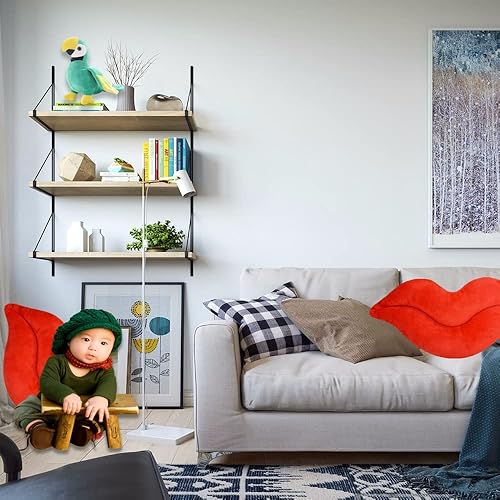 Miniatura 2 de CHELEI2019 Almohada de labios de 23.6 pulgadas con forma de labio rojo 3D, almohada de felpa para decoración del hogar, sofá, cama