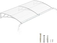 40x80 Inch Polycarbonate Door Awning with Drainage - UV Rain Snow Protection for Exterior Doors, Windows, Porch, Patio | Dawninghomm