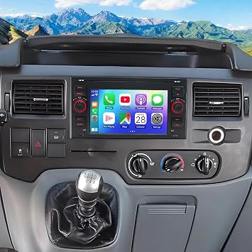 4+64G 2 Din Car Stereo with CarPlay Wireless for Ford Transit MK7 2007-2012