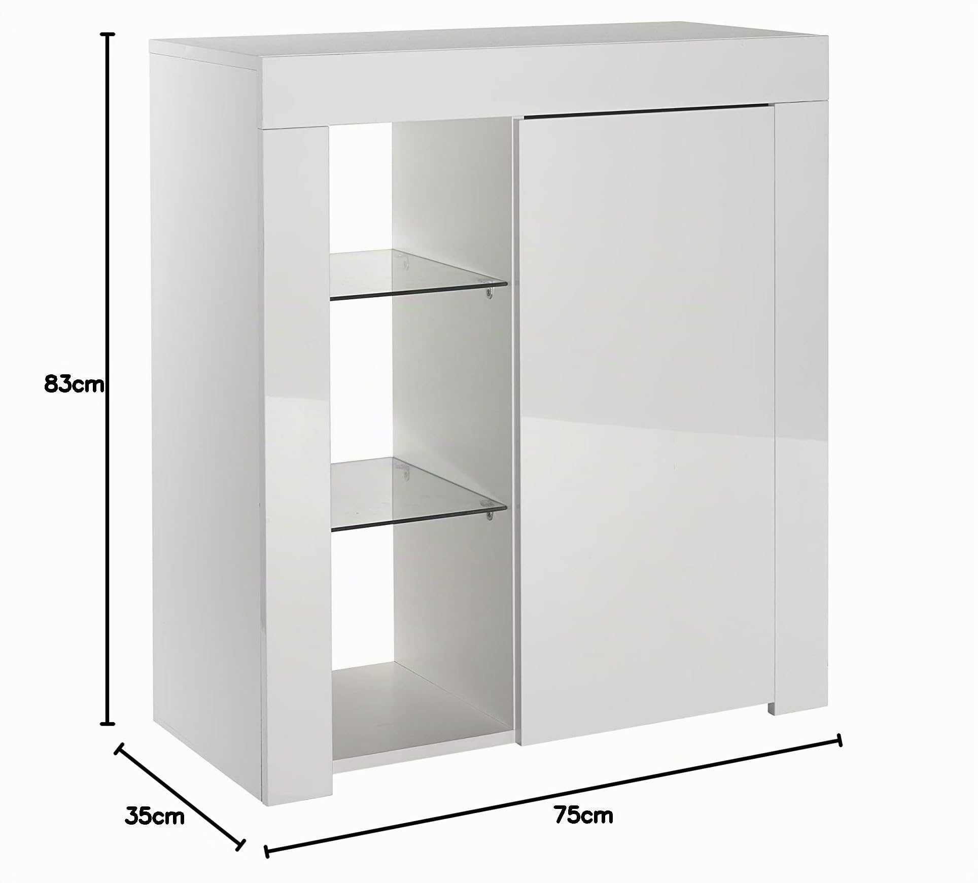 MMT Furniture Designs Ltd Credenza moderna bianca lucida – Mobile da soggiorno bianco lucido con luci a LED - Colore: bianco opaco/lucido, piccola