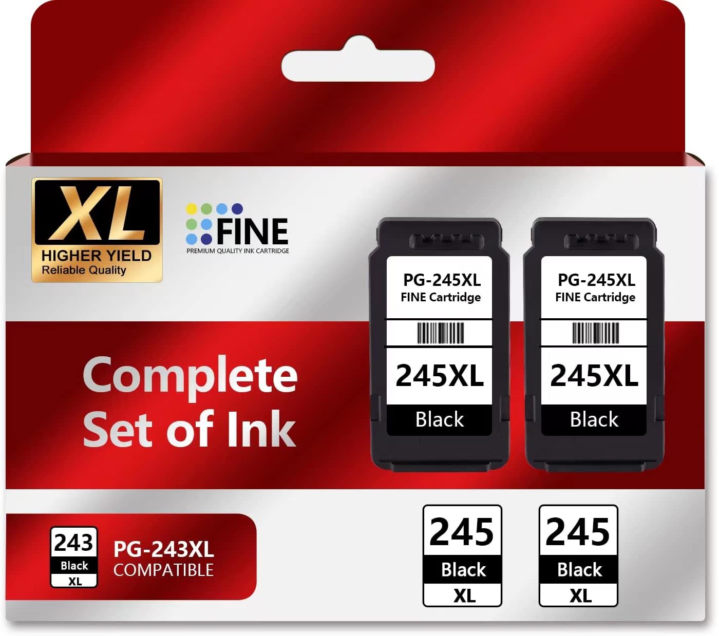 245XL Ink Cartridge Compatible for Canon 245XL Black Ink Canon 245 Works with Canon MX490 Ink Cartridges Canon MX492 Canon TR4520 TR4522 MG2500 MG2522 TS3100 TR4500 for Canon Ink Cartridges 245(2BK)