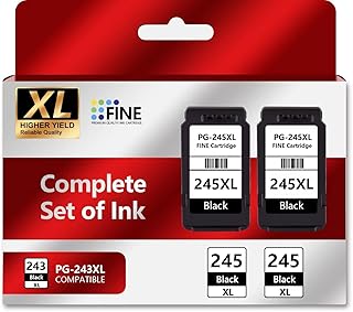245XL Ink Cartridge Compatible for Canon 245XL Black Ink Canon 245 Works with Canon MX490 Ink Cartridges Canon MX492 Canon TR4520 TR4522 MG2500 MG2522 TS3100 TR4500 for Canon Ink Cartridges 245(2BK)