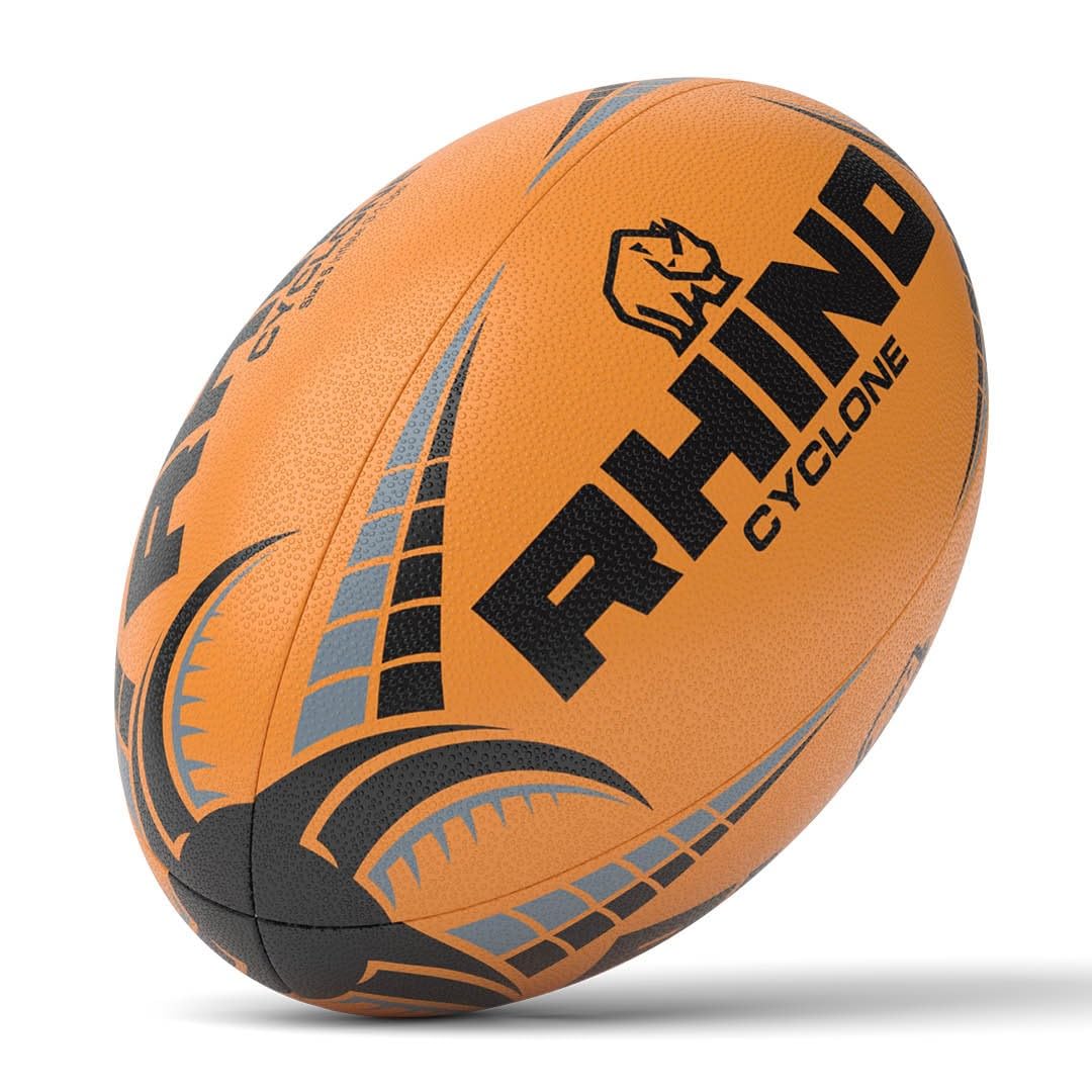 ラグビーボール Amazon | Rhino Cyclone XVトレーニングラグビーボール、Fluo